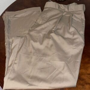 Stafford Performance Men’s Dark Tan Dress Pants Pleated Front Cuffs 40 x 32